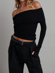 Damen Langarmshirt Slim Fit Ribbed