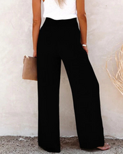 Damen Leinenhose Baumwolle Weit Beinig