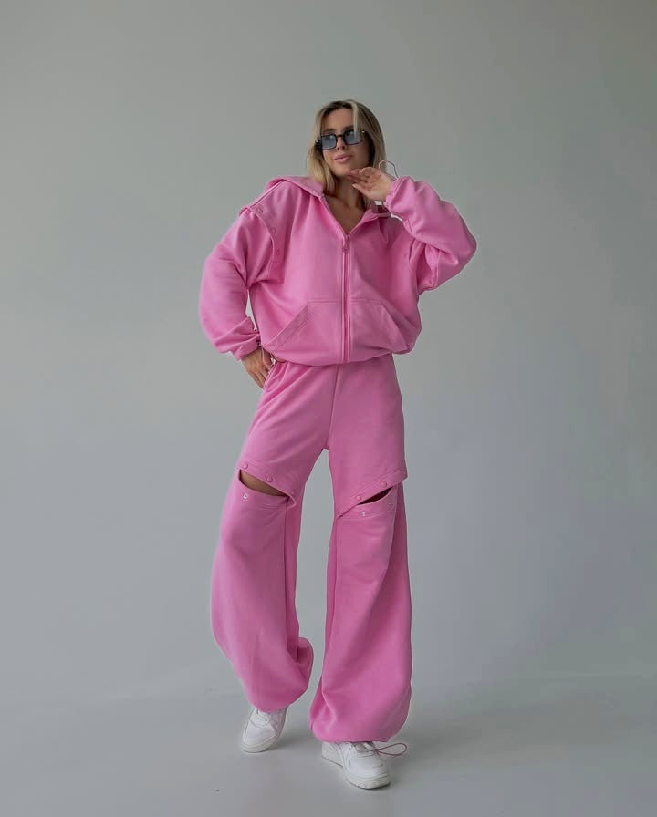 Damen Loungewear-Set mit Kapuze und Cut-Outs
