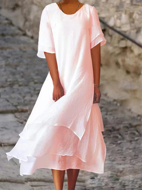 Midikleid Damen | Doppellagiger Saum & Leichter Sommerlicher Schnitt