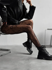 Damen Netzstrumpfhose mit Blumenmuster – Elegante Strumpfhose für modische Looks