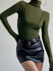 Damen Oberteil Jersey Stehkragen Langarm Regulär