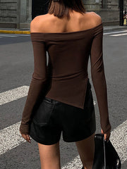 Damen Off-Shoulder Langarmshirt Jersey