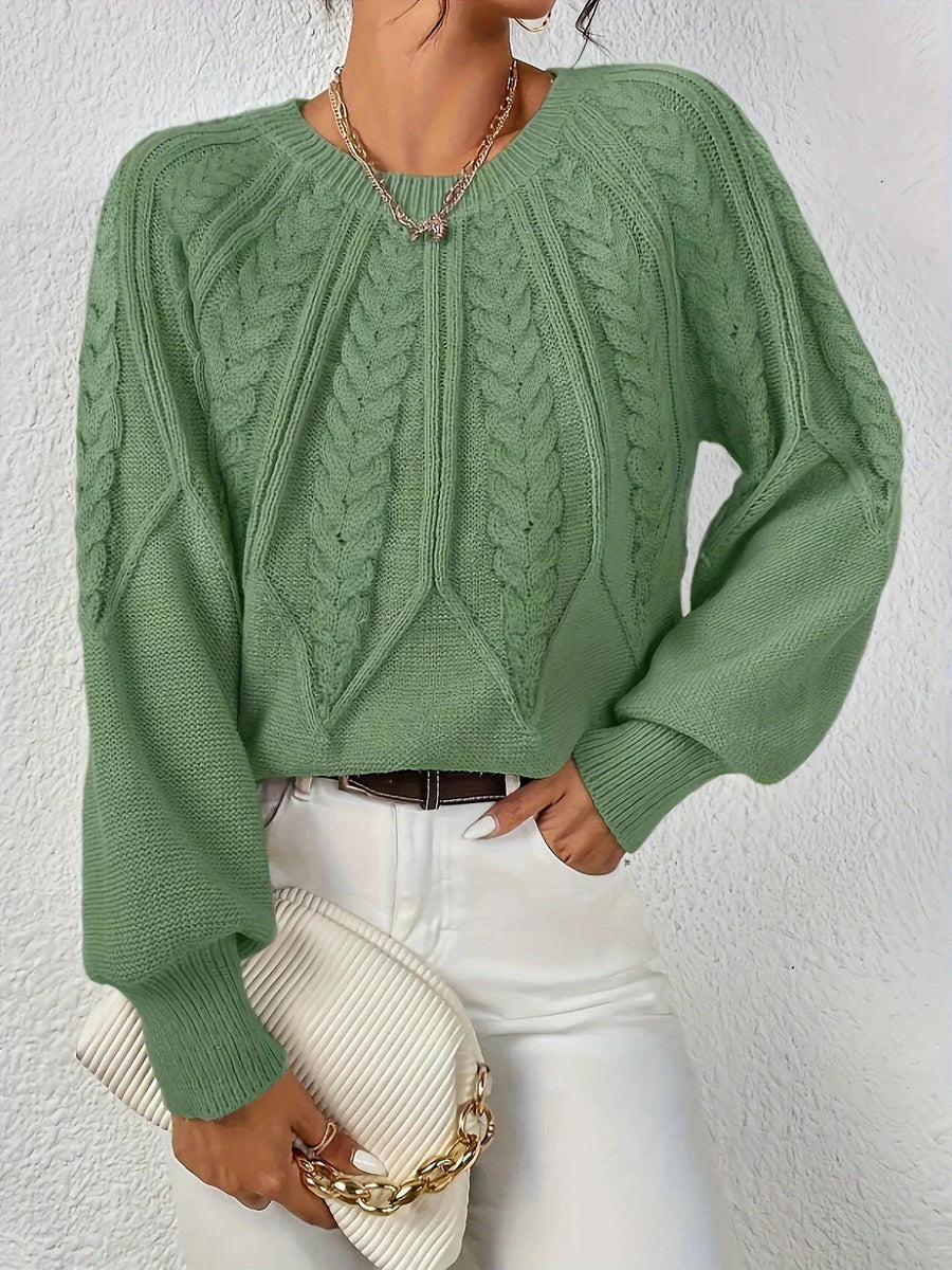 Damen Pullover Baumwolle Kabelstrick Lässig