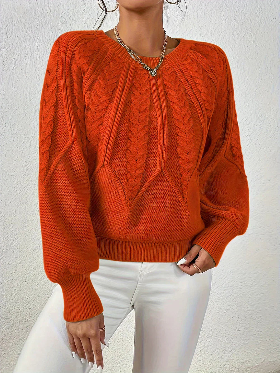 Damen Pullover Baumwolle Kabelstrick Lässig