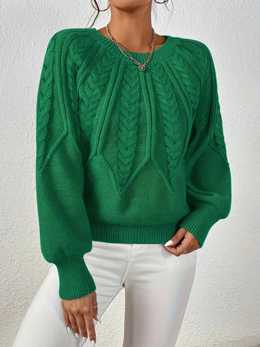 Damen Pullover Baumwolle Kabelstrick Lässig