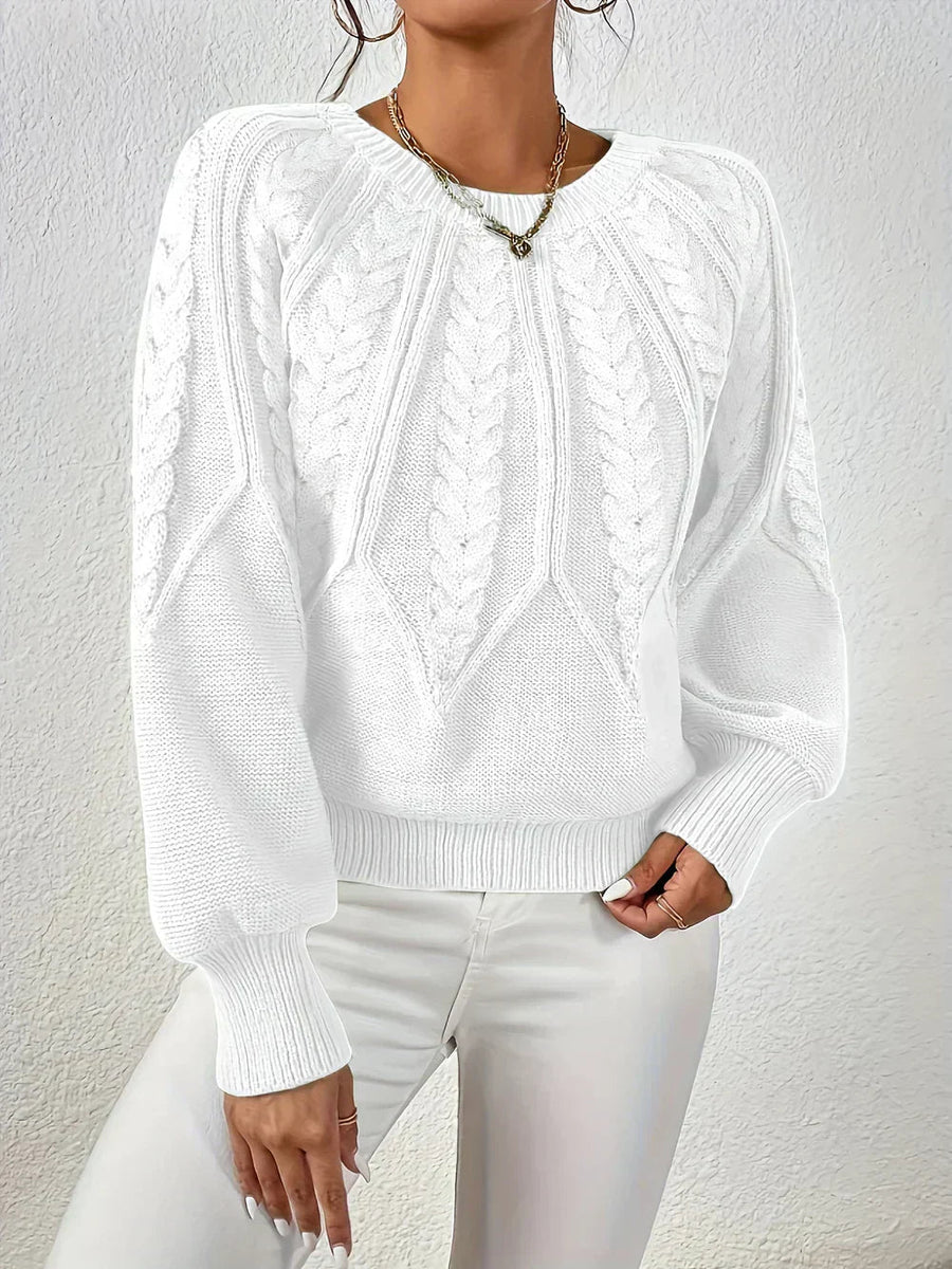 Damen Pullover Baumwolle Kabelstrick Lässig