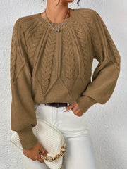 Damen Pullover Baumwolle Kabelstrick Lässig