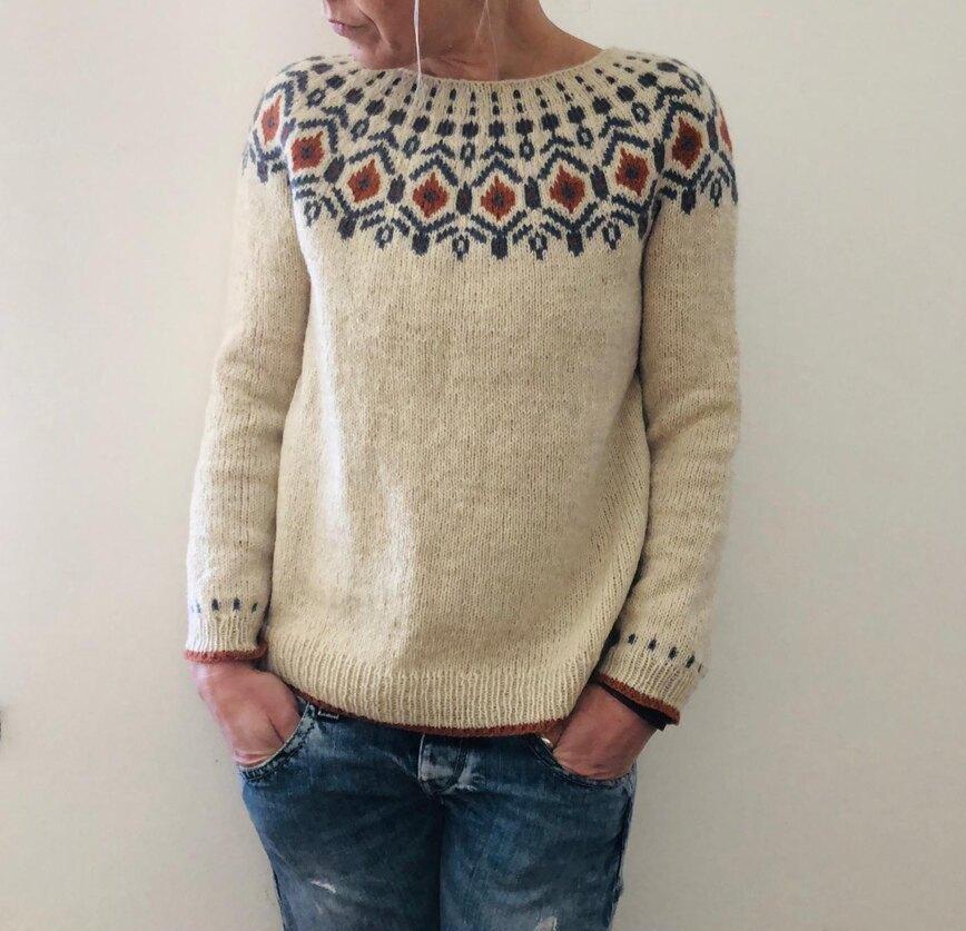 Damen Pullover Grobstrick Geometrisches Muster Wärme