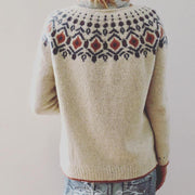 Damen Pullover Grobstrick Geometrisches Muster Wärme