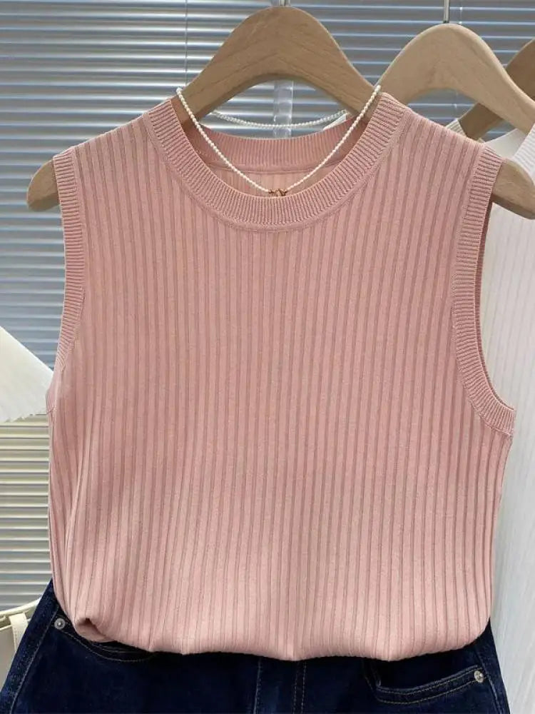 Canotta estiva da donna | Maglia senza maniche lavorata a maglia