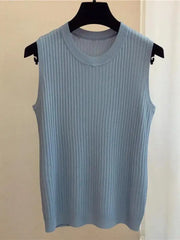 Canotta estiva da donna | Maglia senza maniche lavorata a maglia