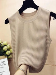 Canotta estiva da donna | Maglia senza maniche lavorata a maglia