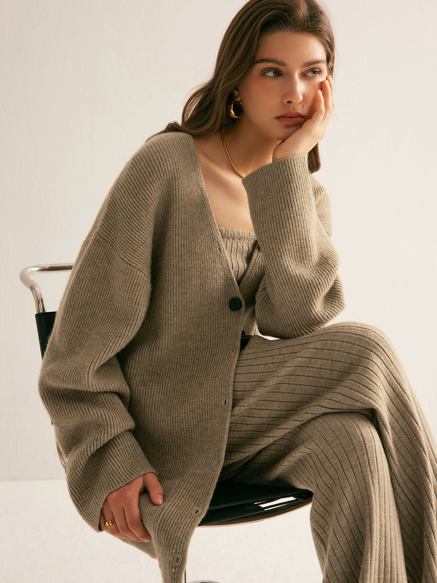 Damen Strickjacke Klassisch Elegante Cardigan