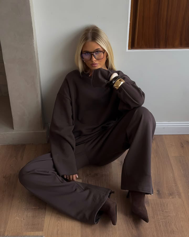 Damen Sweatshirt Set aus Weichem Stoff im Modernen Stil