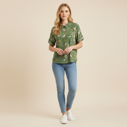 Blusa vintage con motivo floreale donna | Moda casual