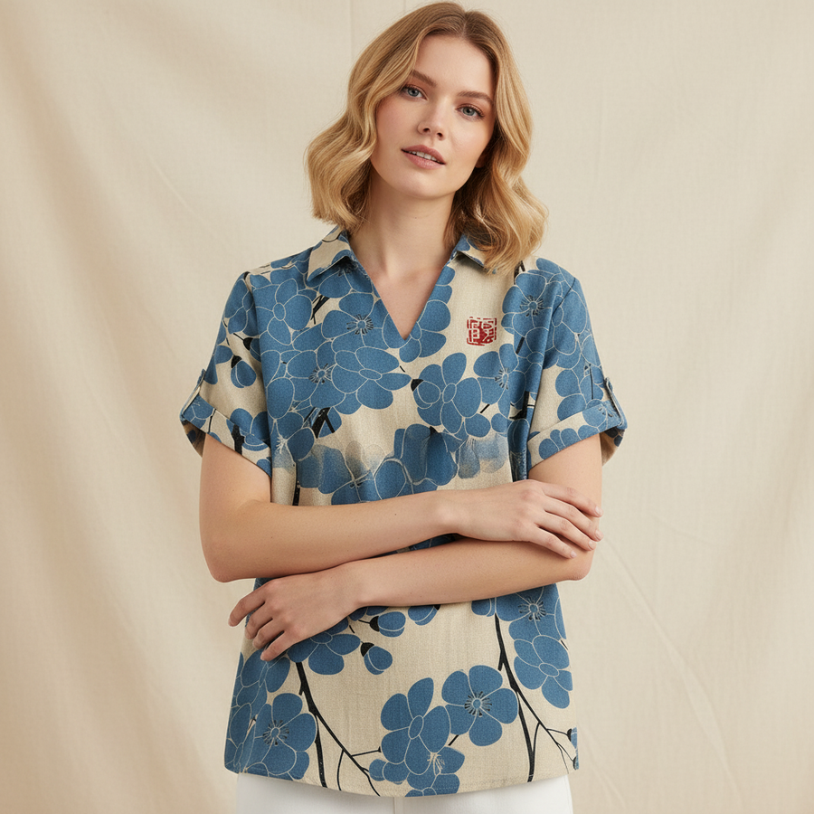 Blusa vintage con motivo floreale donna | Moda casual