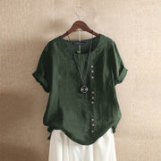 Damenbluse Baumwolle Asymmetrisch Mit Knopfdetails