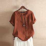 Damenbluse Baumwolle Asymmetrisch Mit Knopfdetails