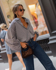 Damenbluse Baumwolle Oversized Gingham