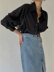 Damenbluse Baumwollmix Oversized Casual