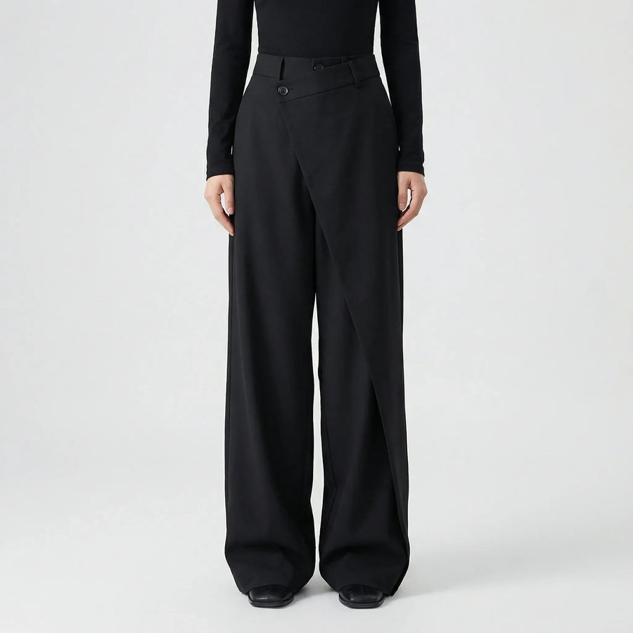 Damenhose | Wide-Leg Schnitt & Wickel-Optik für Elegante Linie