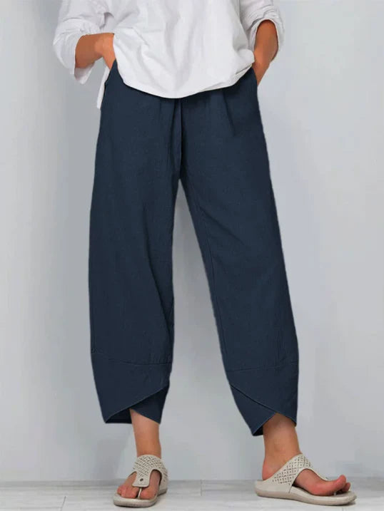 Damenhosen | Lässige Culotte mit Asymmetrischem Saum & Kordelzug
