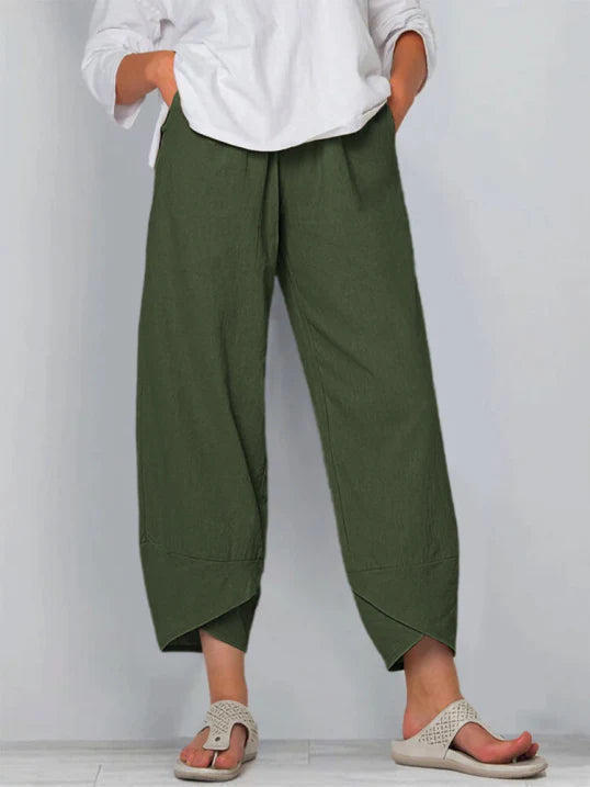 Damenhosen | Lässige Culotte mit Asymmetrischem Saum & Kordelzug