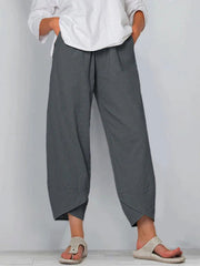 Damenhosen | Lässige Culotte mit Asymmetrischem Saum & Kordelzug