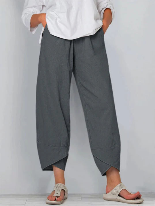 Damenhosen | Lässige Culotte mit Asymmetrischem Saum & Kordelzug