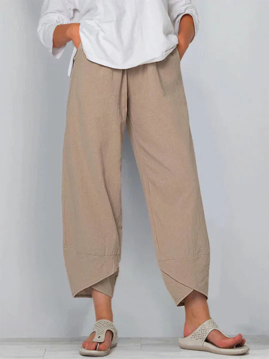 Damenhosen | Lässige Culotte mit Asymmetrischem Saum & Kordelzug