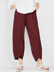 Damenhosen | Lässige Culotte mit Asymmetrischem Saum & Kordelzug