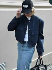 Damenjacke Bomber Stil Robustes Material für Übergangszeiten