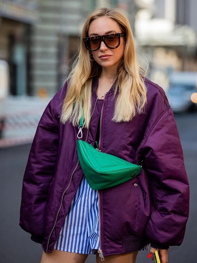 Damenjacke Bomberjacke Übergröße Atmungsaktives Material Trendstyle