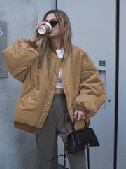 Damenjacke Bomberjacke Übergröße Atmungsaktives Material Trendstyle