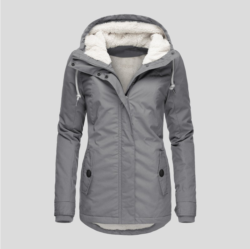 Damenjacke Polyester Wasser- und Winddicht Elegant Winterstil