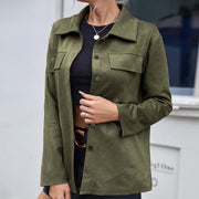 Damenjacke Wildleder Mit Knopfverschluss Elegantes Design