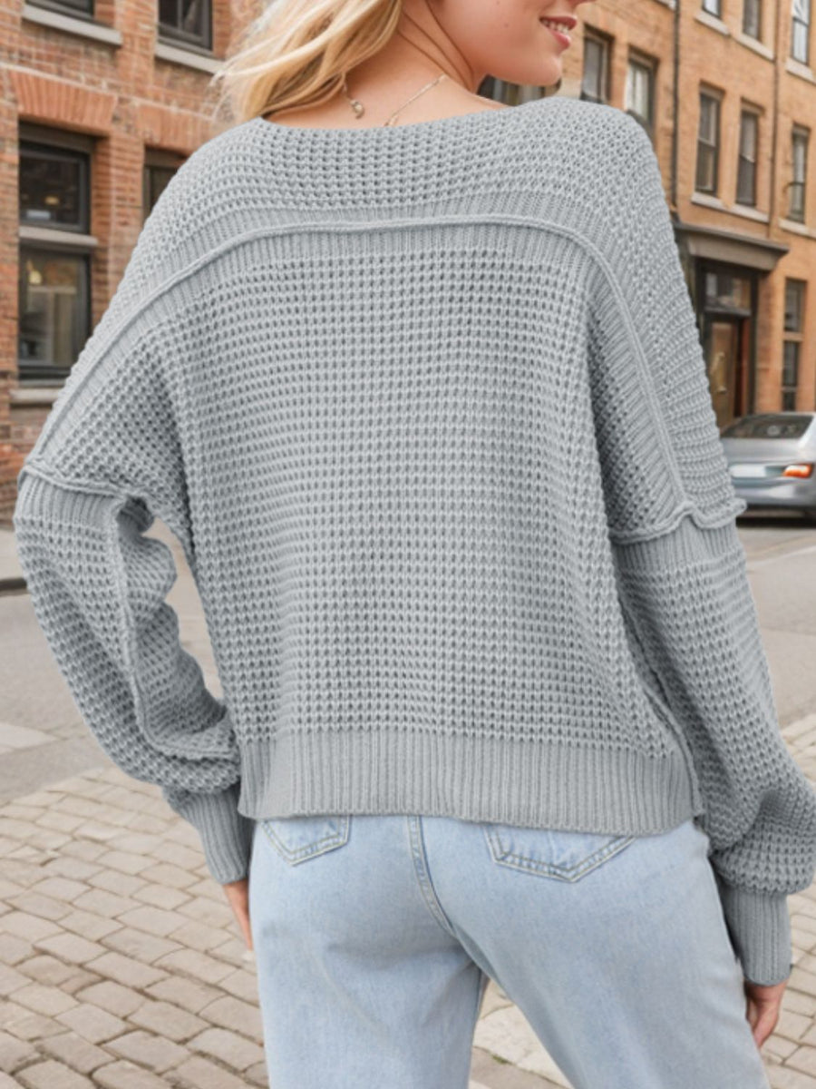 Damenpullover V-Ausschnitt Strick Warm und Elegant