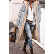 Hazel - Beidseitig verwendbare lange Sherpa-Fleece-Pufferjacken mit Kapuze
