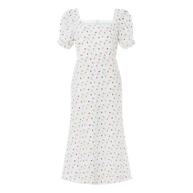 Heidi-Mode | Damen Sommer Rechteck-Ausschnitt Kleid Midi
