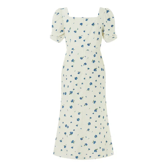 Heidi-Mode | Damen Sommer Rechteck-Ausschnitt Kleid Midi
