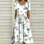 Geblümtes midikleid mit taschen und rundhalsausschnitt - Sophie