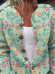 Romy™ | Sommerliche Wildblumenprint-Cardigan mit Knöpfen