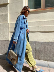 Slim Fit Denim Trenchcoat für Frauen - Modischer Mantel für Herbst/Winter