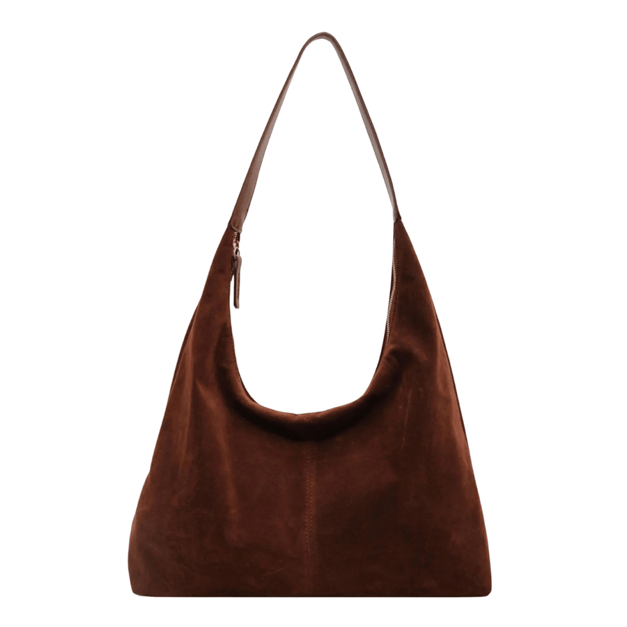 Damenhandtasche aus veganem Wildleder mit Reißverschluss