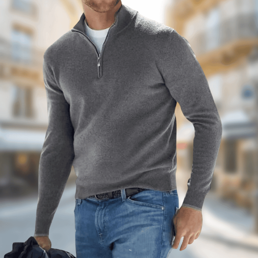 Roland | Herren Freizeitpullover mit Reißverschluss am Kragen