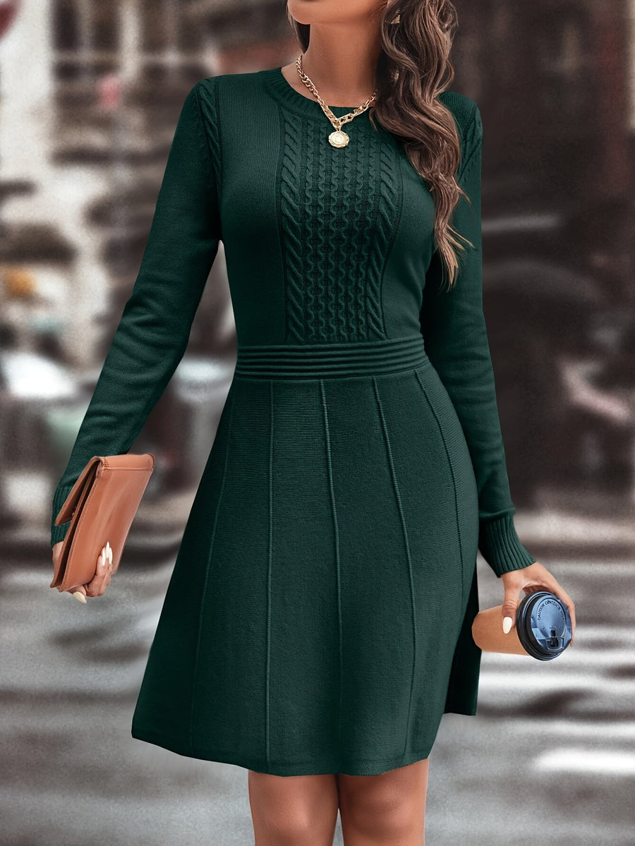 Mia | Damen Strickkleid klassisch & lang in Braun