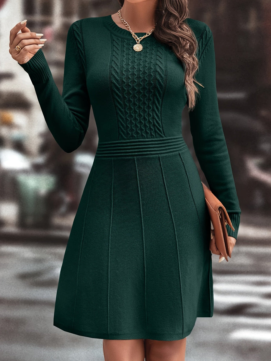 Mia | Damen Strickkleid klassisch & lang in Braun