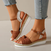 Elina | Stylishe Keilsandalen mit Knoten für Damen