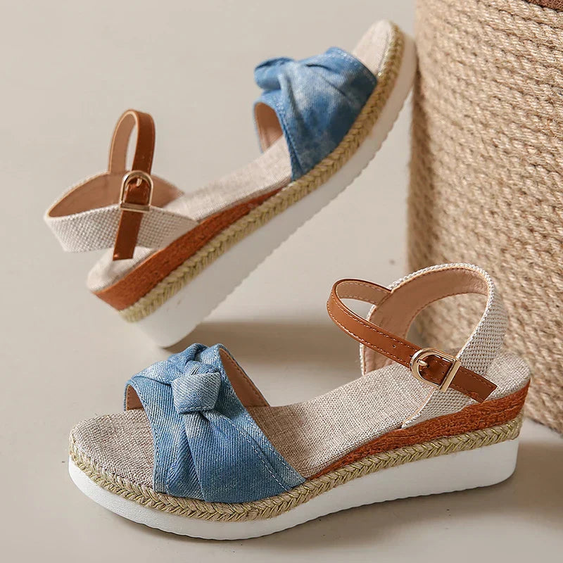 Elina | Stylishe Keilsandalen mit Knoten für Damen